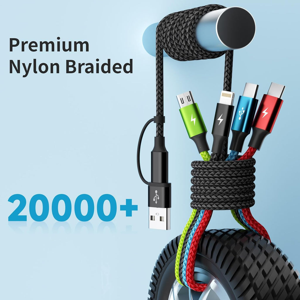 Cable de carga múltiple 4 en 2, paquete de 3 cables de carga de 5 pies para