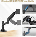 Mount-It! Soporte de escritorio para monitor ultraancho con poste, se adapta a pantallas de 17 a 49 pulgadas, brazo de resorte de gas ajustable en altura resistente, capacidad de 44 libras, movimiento