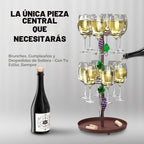Estante de secado de vidrio de vino de metal de mesa con 12 ganchos para