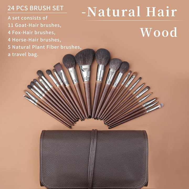 ENZO KEN Juego de brochas de maquillaje de pelo de cabra natural de...