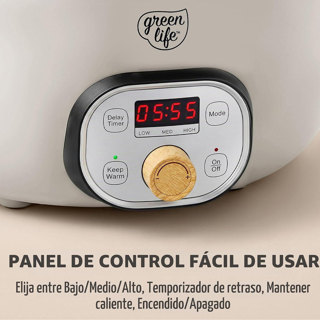 GreenLife 6QT - Olla de cocción lenta antiadherente de cerámica