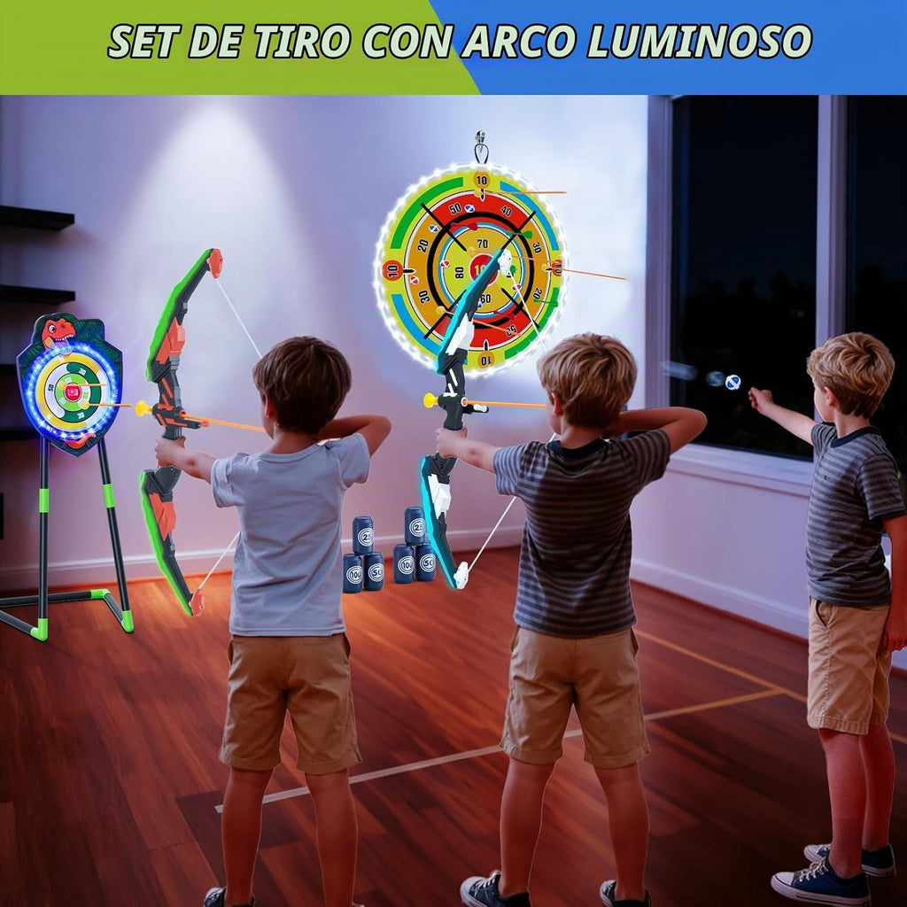 Bow y Arrow para Kids, LED Light Up Archery Set, Indoor Outdoor Sport Gifts para Boys Girls Ages 4-12