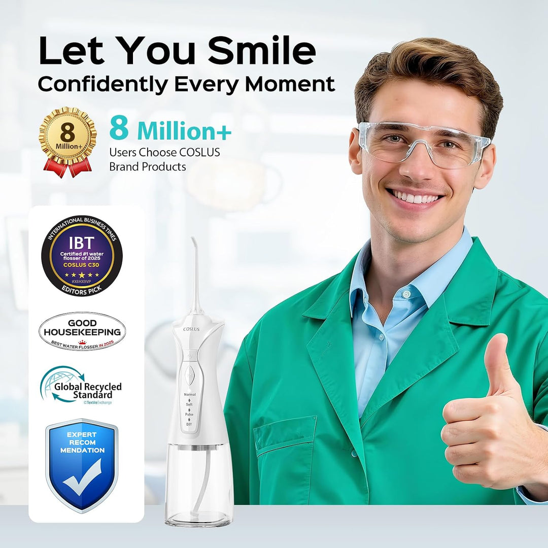 COSLUS Irrigador dental inalámbrico para dientes: 4 modos, portátil...