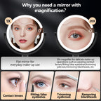 MIYADIVA Espejo de maquillaje con luces, espejo de aumento 20X con luz e interruptor táctil, espejo de tocador con 3 luces de color y 80 LED, espejos ampliados iluminados de 2 lados de 8.8 pulgadas, color negro