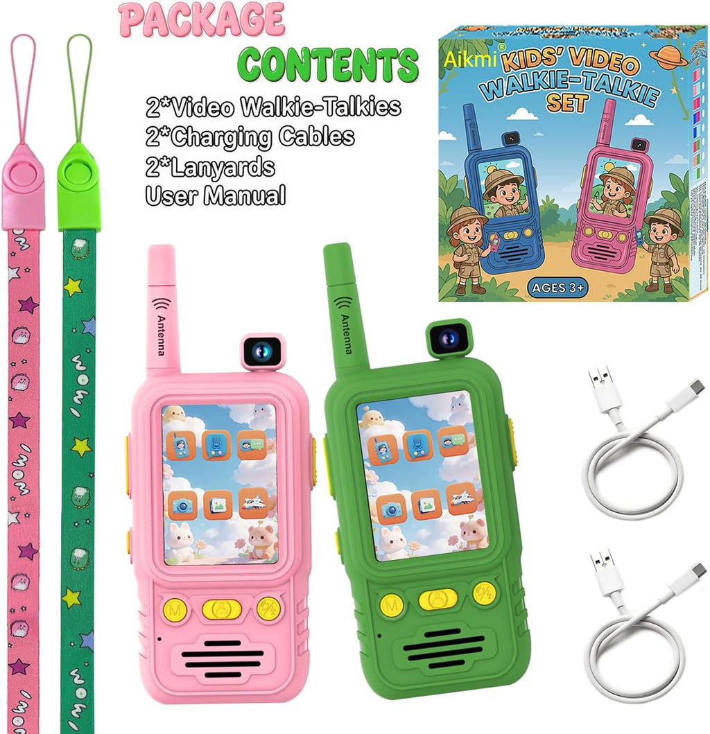 Aikmi Walkie Talkies de video para niños, juguete para niño y niña, rosa
