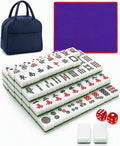 Youeon Juego de mahjong chino de 144 piezas con bolsa de transporte, verde