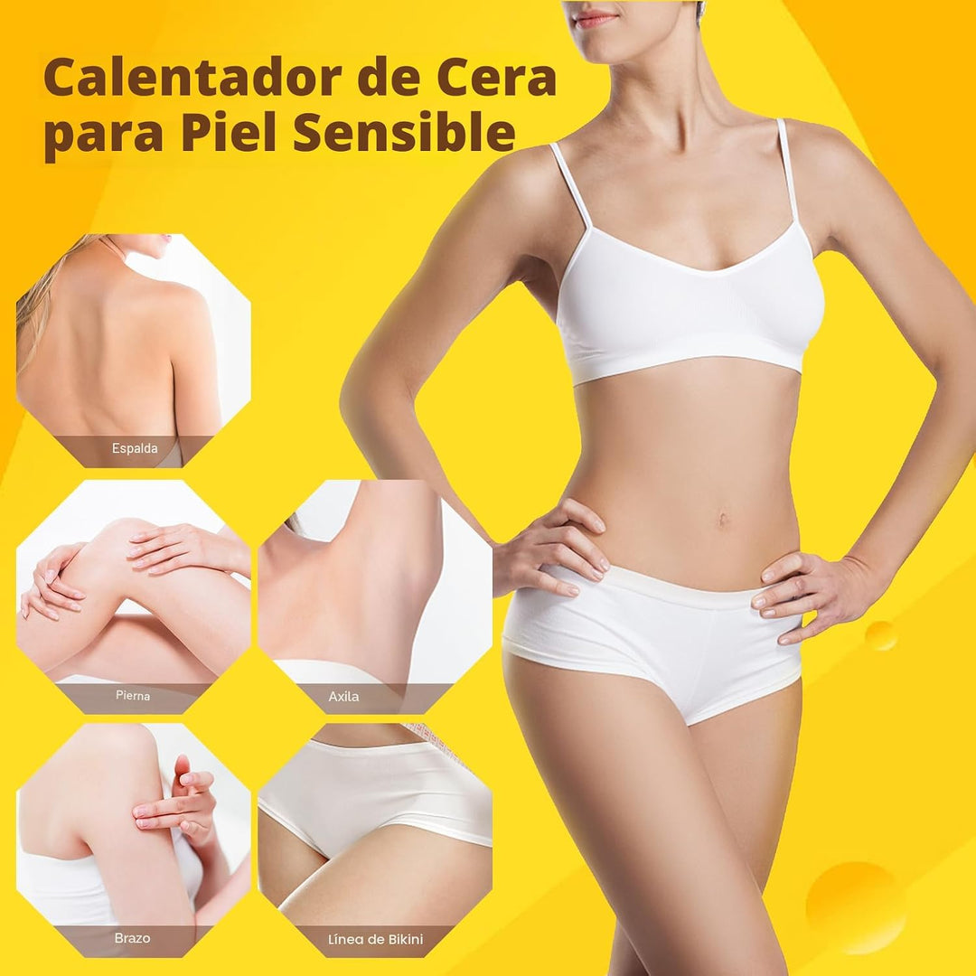 Kit de Cera de Miel Digital para Depilación Femenina - Calentador R...