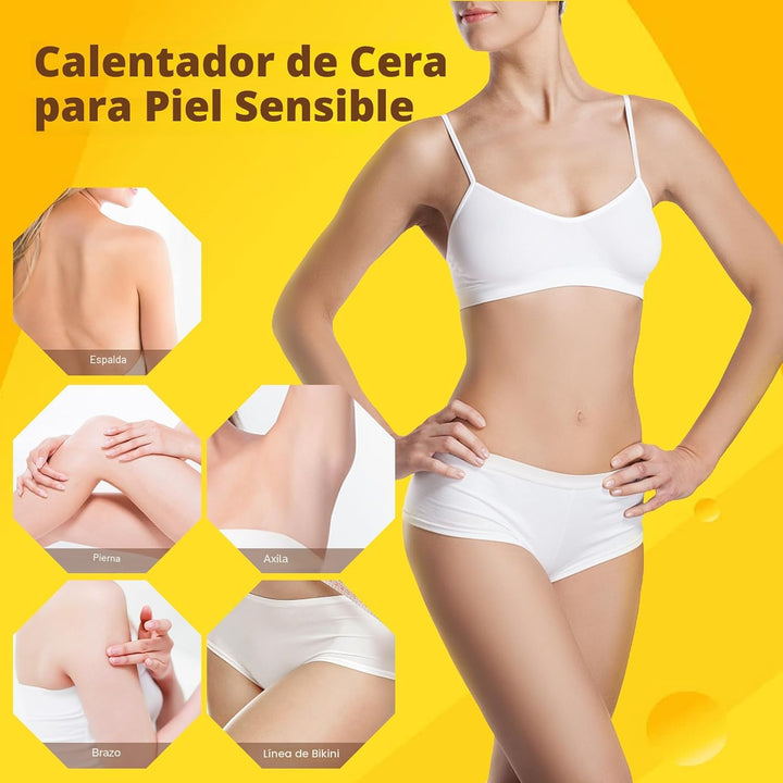 Kit de Cera de Miel Digital para Depilación Femenina - Calentador R...