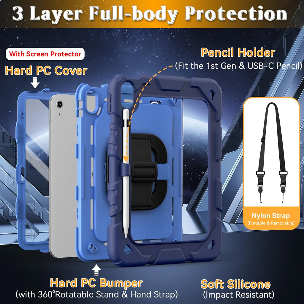 Funda para iPad A16 de 11ª/10ª generación de 11"/10.9", a prueba de golpes