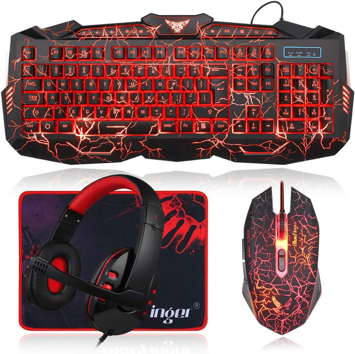 BlueFinger Combo de auriculares y teclado para juegos