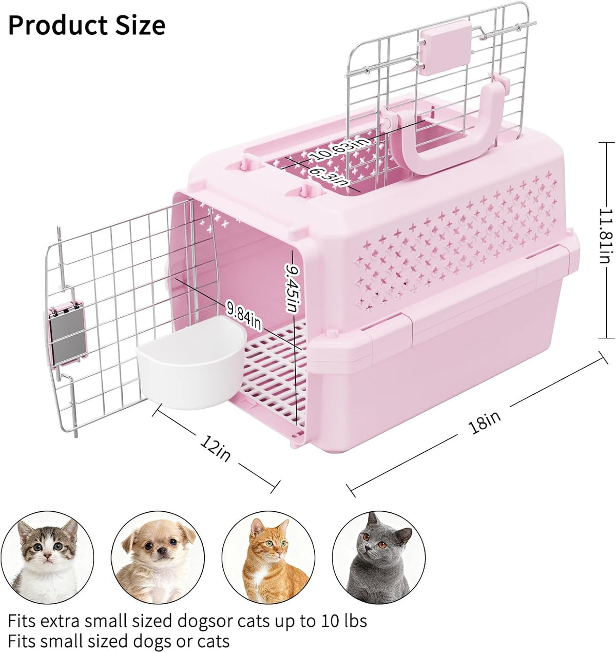 Transportador de mascotas de aerolínea: caja pequeña para gatos y