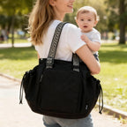 Bolsa de uso diario para mujer, espaciosa bolsa de pañales con 16 bolsillos, bolsa de viaje duradera, elegante bolsa de hombro de trabajo