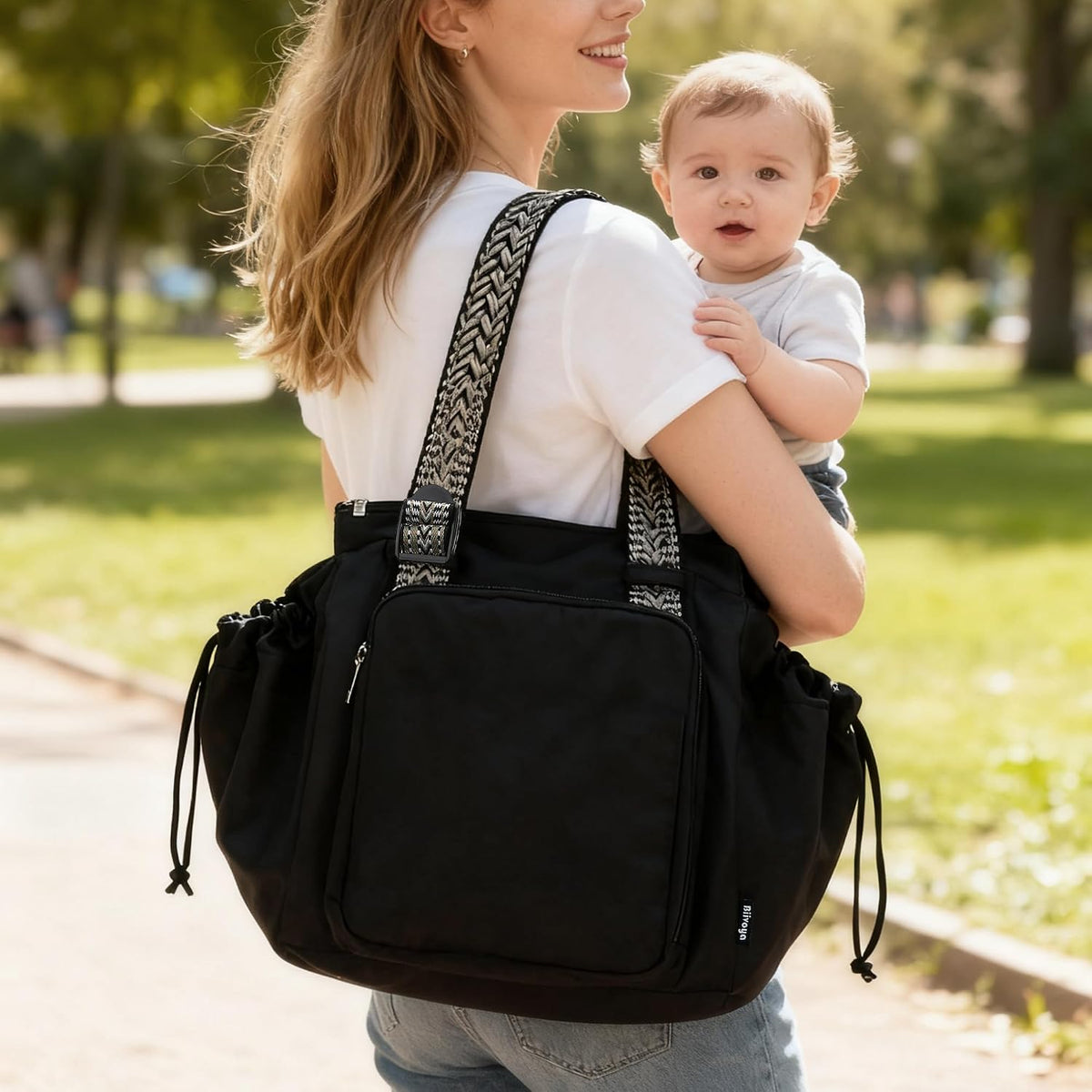 Bolsa de uso diario para mujer, espaciosa bolsa de pañales con 16 bolsillos, bolsa de viaje duradera, elegante bolsa de hombro de trabajo