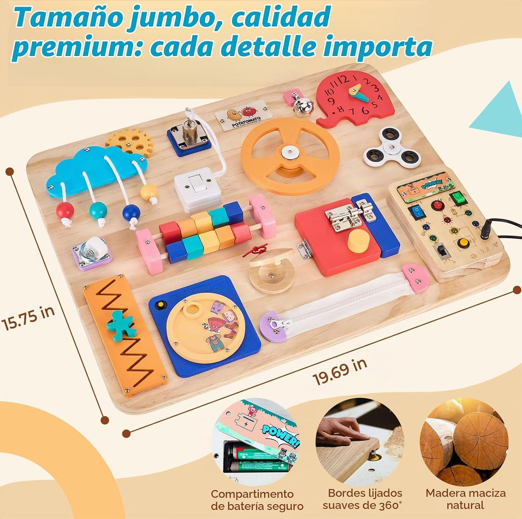 Tablero grande de actividades de 20 x 16 pulgadas, juguete sensorial de