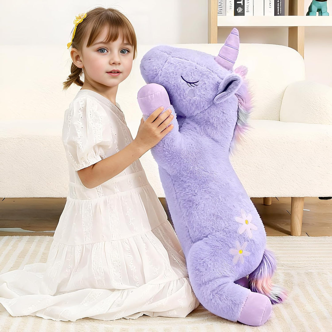 Peluche de unicornio morado gigante de 32 pulgadas, almohada de cue...