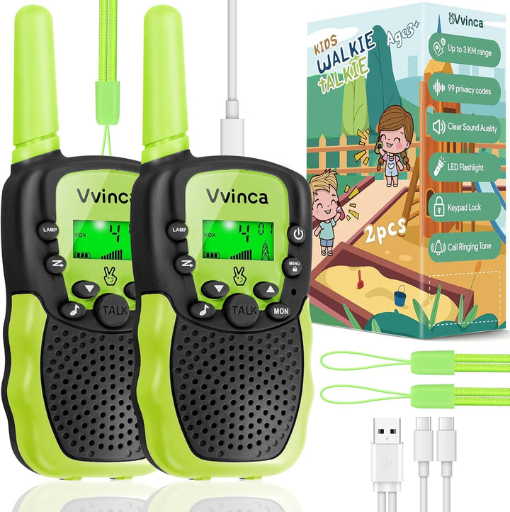 Vvinca Walkie Talkies para niños, juguetes recargables para edades...