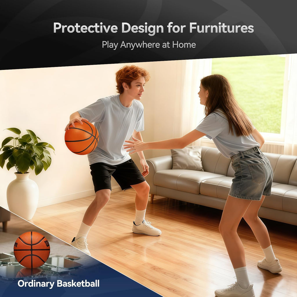 Rzkipdy Balón de baloncesto silencioso tamaño 5 (27.5") – Sin vacío en el envío - 2025 Balón de espuma suave sin aire de sonido silencioso para regate silencioso y entrenamiento en interiores