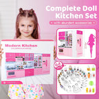 SOCBTNSO 64 piezas de juguete de cocina rosa con luces sonidos para niños