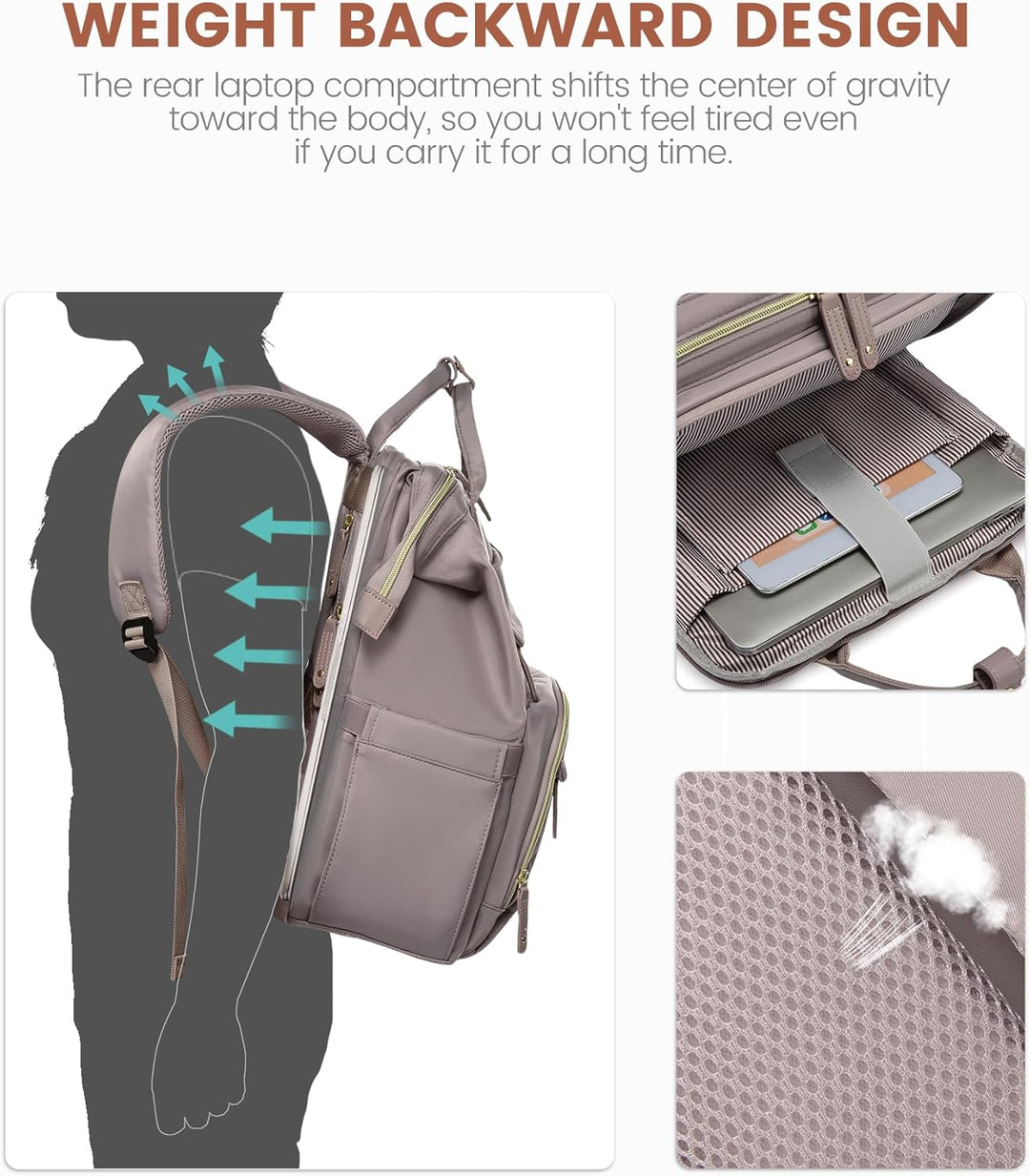 LOVEVOOK Mochila para laptop para mujer, 15.6 pulgadas, impermeable...