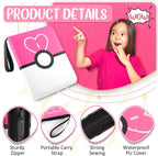 Carpeta de tarjetas de 4 bolsillos, soporte para tarjetas intercambiables para 400 tarjetas con 50 fundas extraíbles, tarjeta de colección portátil, estuche de tarjetas de juego con cremallera para regalo, color rosa