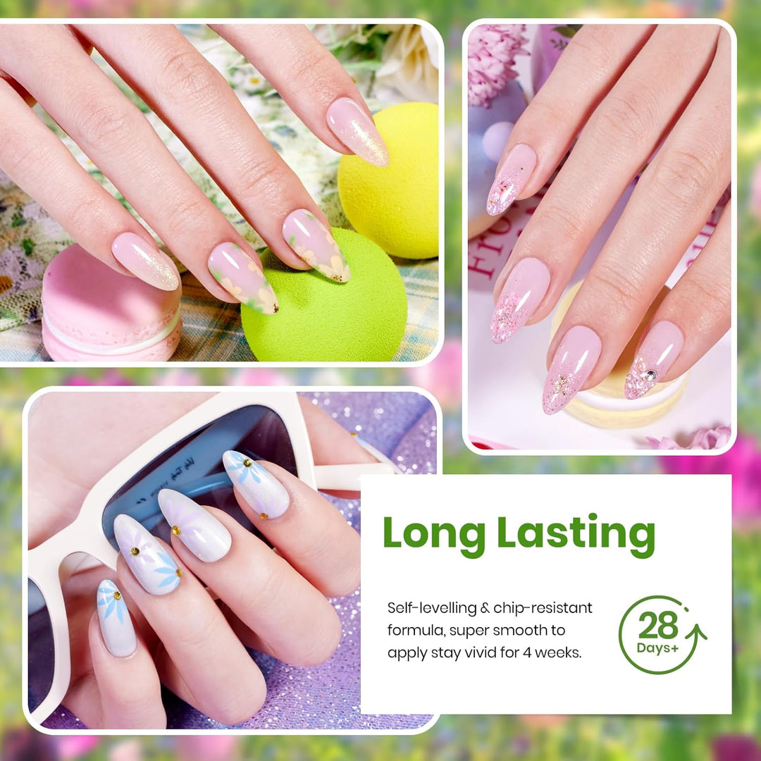 Beetles - Juego de 20 esmaltes de uñas de gel pastel con capa base...