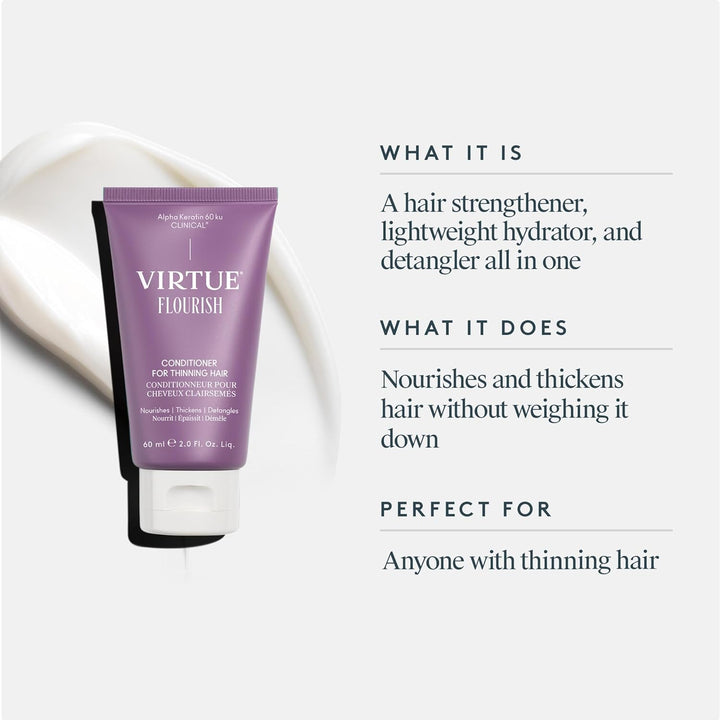 VIRTUE Acondicionador Flourish para cabello fino o adelgazante, pro...