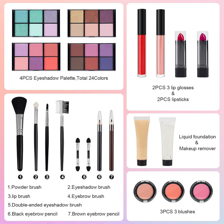 Kit de maquillaje para niñas adolescentes, juego completo de cosmét...