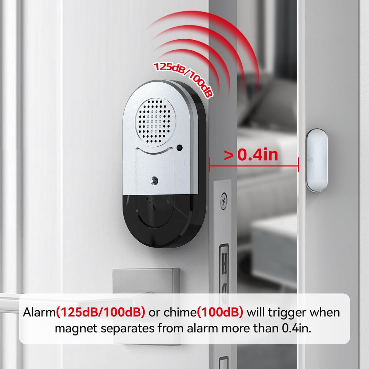 Sensores de alarma para puerta y ventana, paquete de 5, 125dB