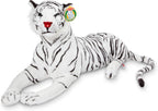 Tigre de peluche Melissa & Doug gigante (más de 5 pies de largo), tigre siberiano blanco, realista