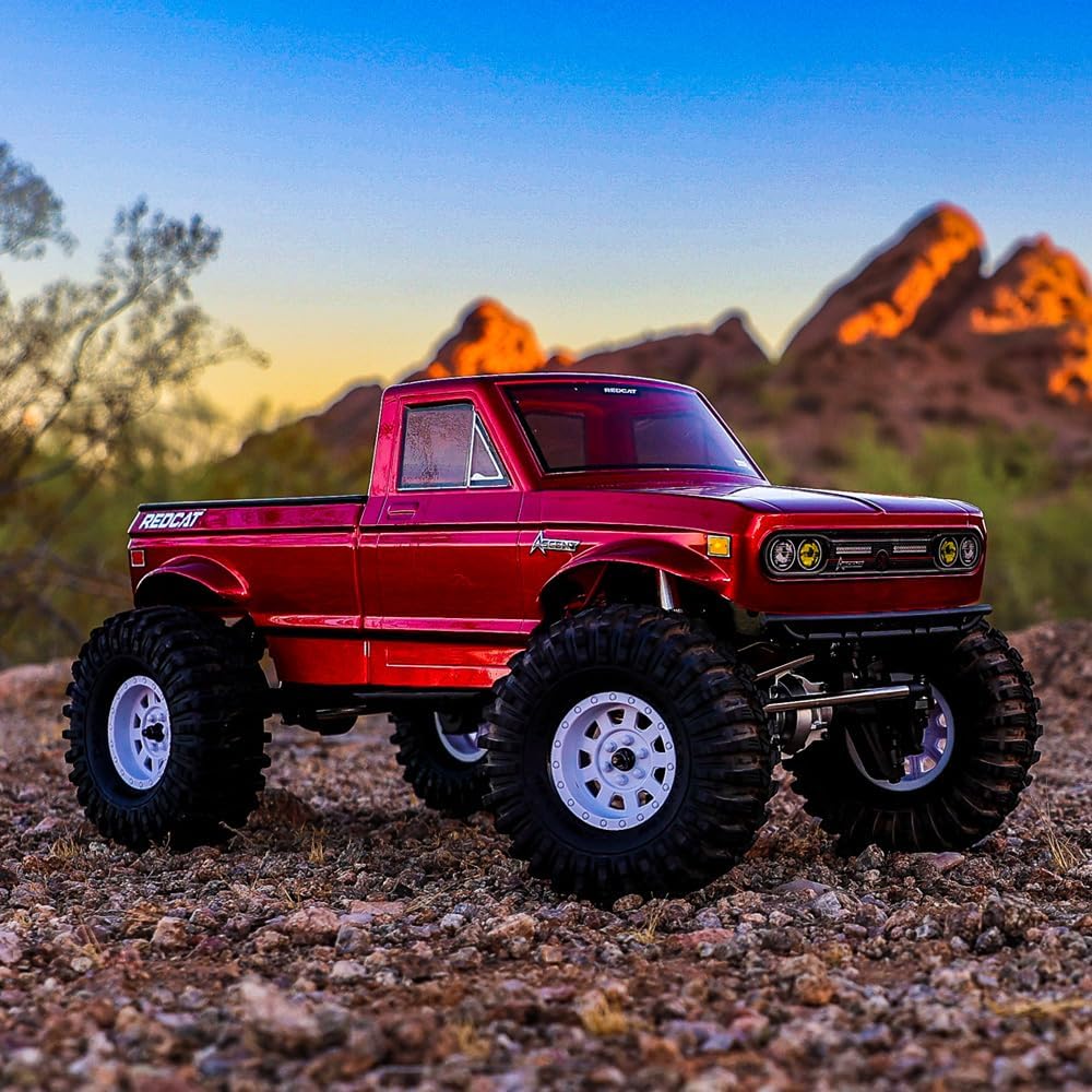 Redcat Ascent 1/10 Escala Rock Crawler – Camión de sendero RC 4WD de alto par con ejes de portal, electrónica impermeable, lista para LiPo, RTR – Escalador de rocas con control remoto de grado aficionado (rojo)