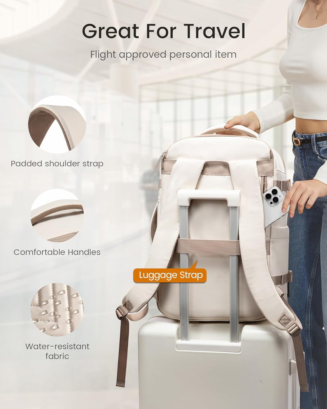 LOVEVOOK Mochila de viaje de 40L para mujeres y hombres, bolsa de v...