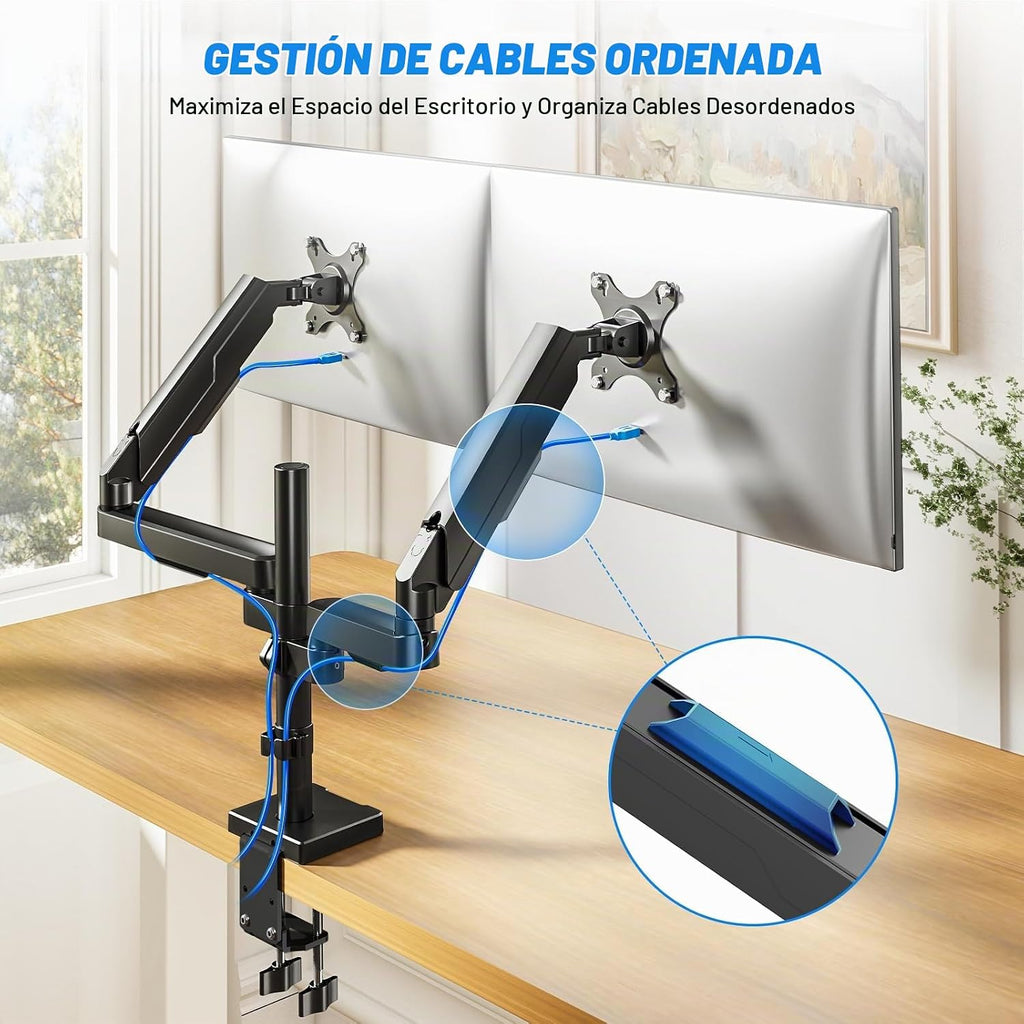 Rfiver Soporte de escritorio para monitor doble para pantallas de 17 a 34