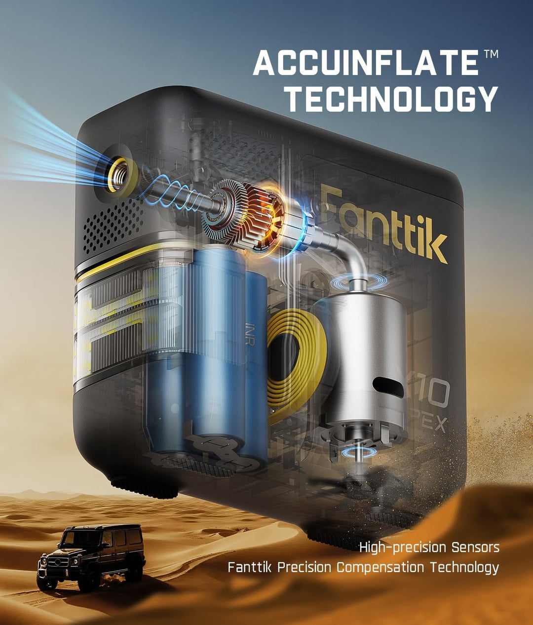 Fanttik X10 APEX - Inflador de neumáticos compresor de aire portáti...