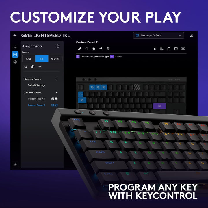 Logitech G515 Lightspeed TKL - Teclado inalámbrico para juegos de p...