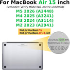 KAIJIAbox Funda compatible con MacBook Air de 15 pulgadas M5 M4-M2 2026