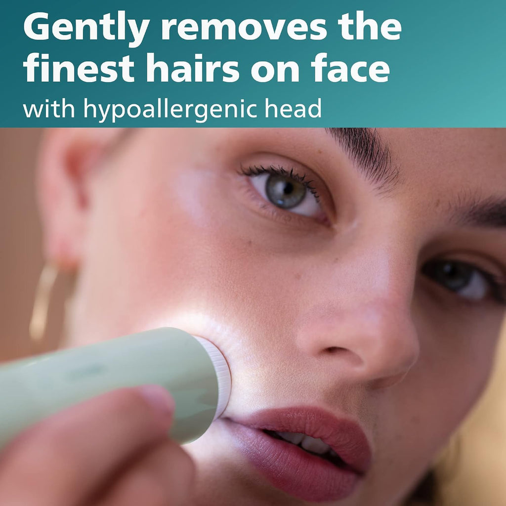 Philips Beauty Serie 5000 - Afeitadora eléctrica y peluquera personal para mujer, inalámbrica y compacta, cabeza hipoalergénica, depilación suave y rápida, fácil retoques, verde menta, BRR474/00