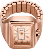Fossil Reloj de Cuarzo de Acero Inoxidable de Dos Manos para Mujer con Anillo