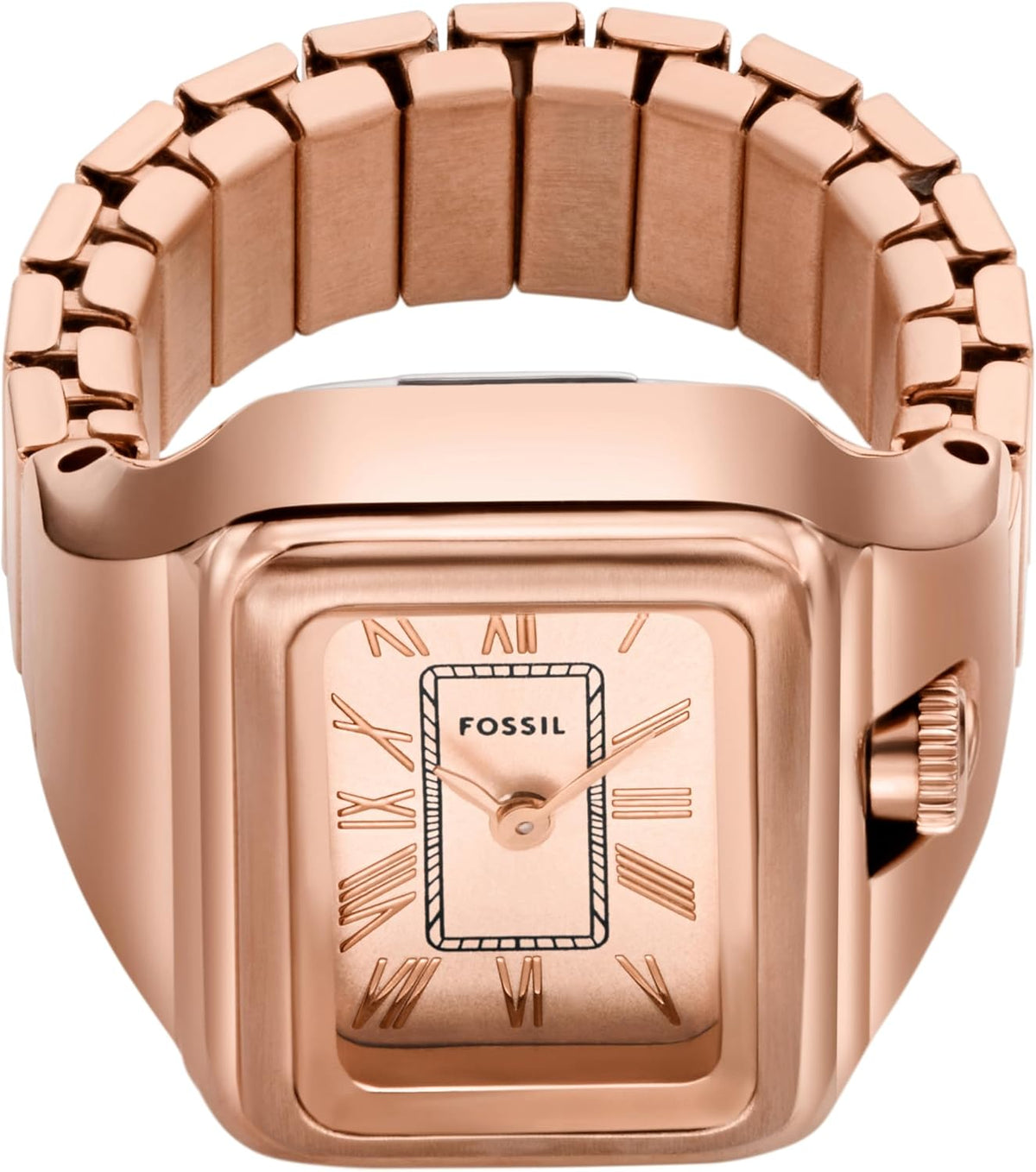 Fossil Reloj de Cuarzo de Acero Inoxidable de Dos Manos para Mujer con Anillo