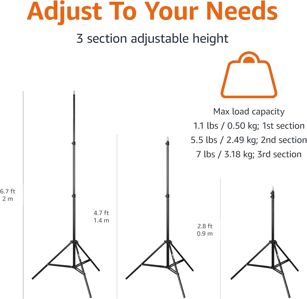 Amazon Basics Trípode portátil de aluminio para fotografía con funda, 2.8-6.7 pies, negro