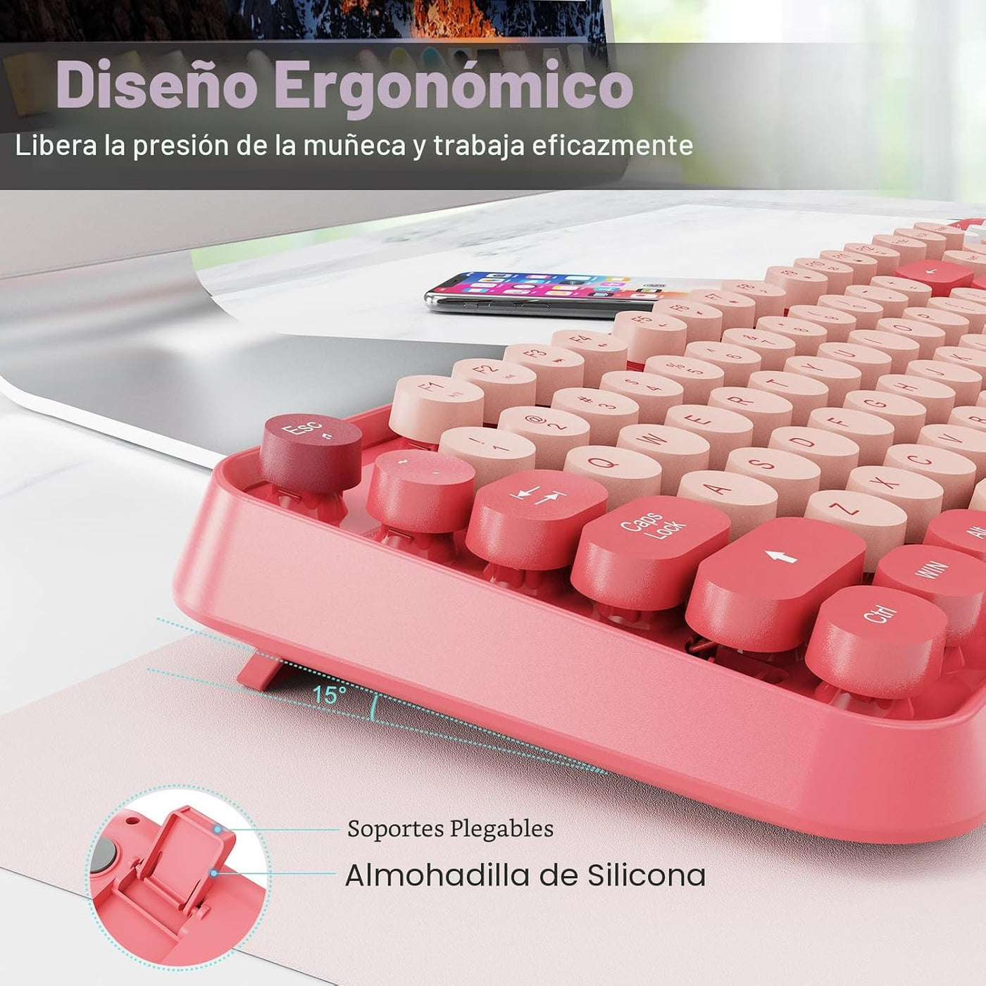 FD Combo de teclado y ratón inalámbricos | Teclado y ratón colorido...
