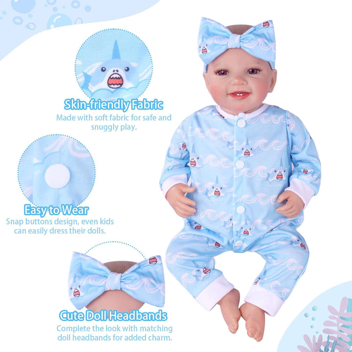 BABESIDE 5 juegos de ropa de muñeca Reborn con diadema de muñeca pa...