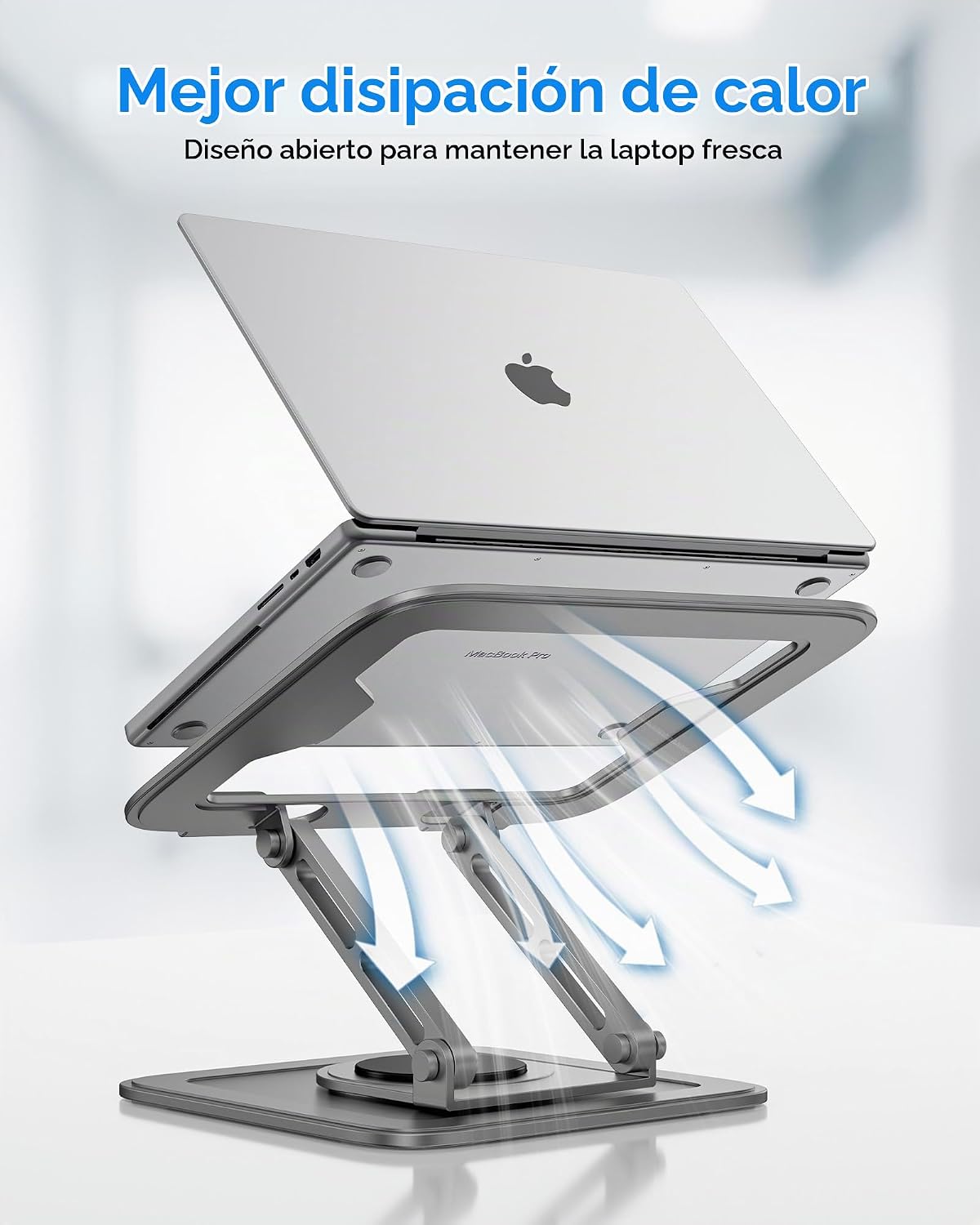 Soporte Ajustable para Laptop de Escritorio con Base de 360°, Eleva...