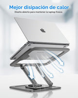 Soporte Ajustable para Laptop de Escritorio con Base de 360°, Eleva...