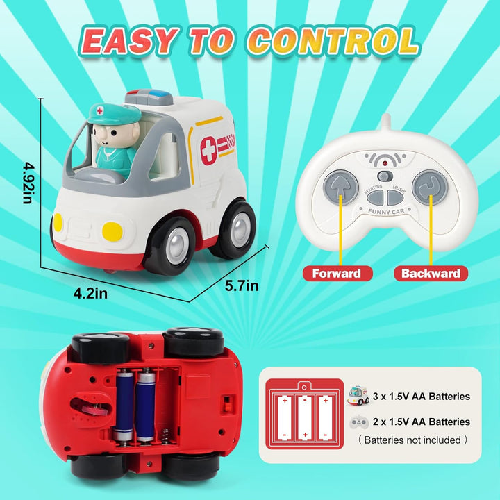 QPOU Auto a control remoto para niños \u2013 Juguete de ambulancia...