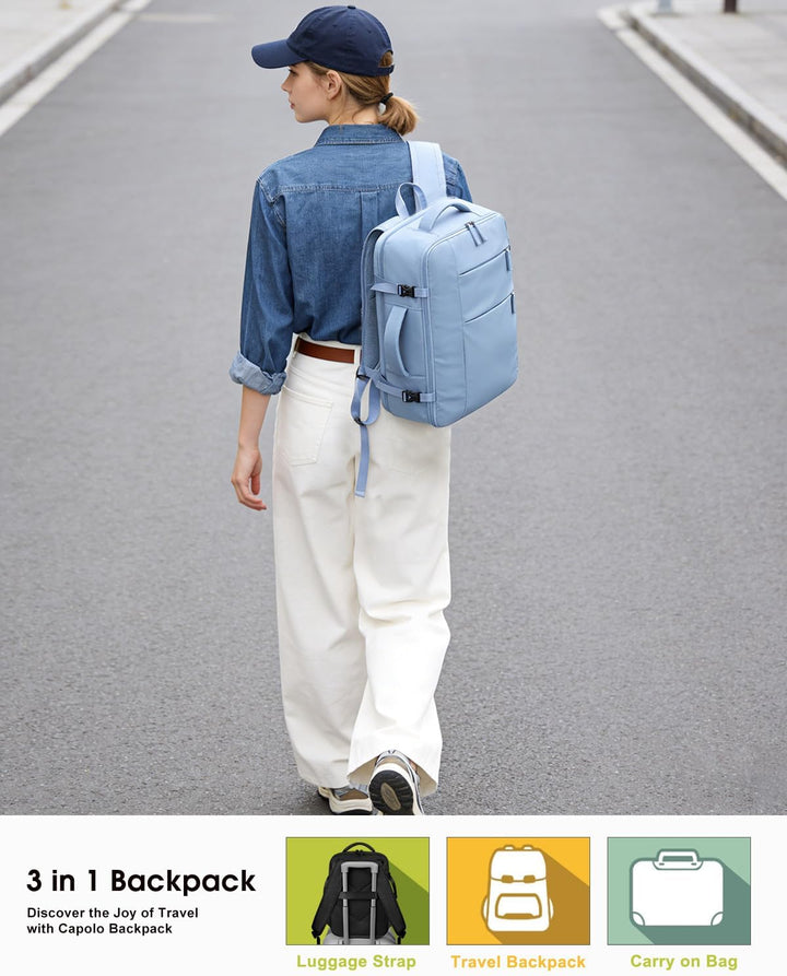 Capolo Mochila de viaje para mujeres y hombres, mochila impermeable...