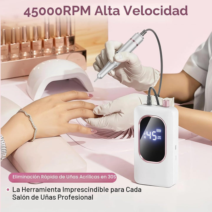Taladro Eléctrico Profesional para Uñas 45000RPM, Lima de Uñas Port...