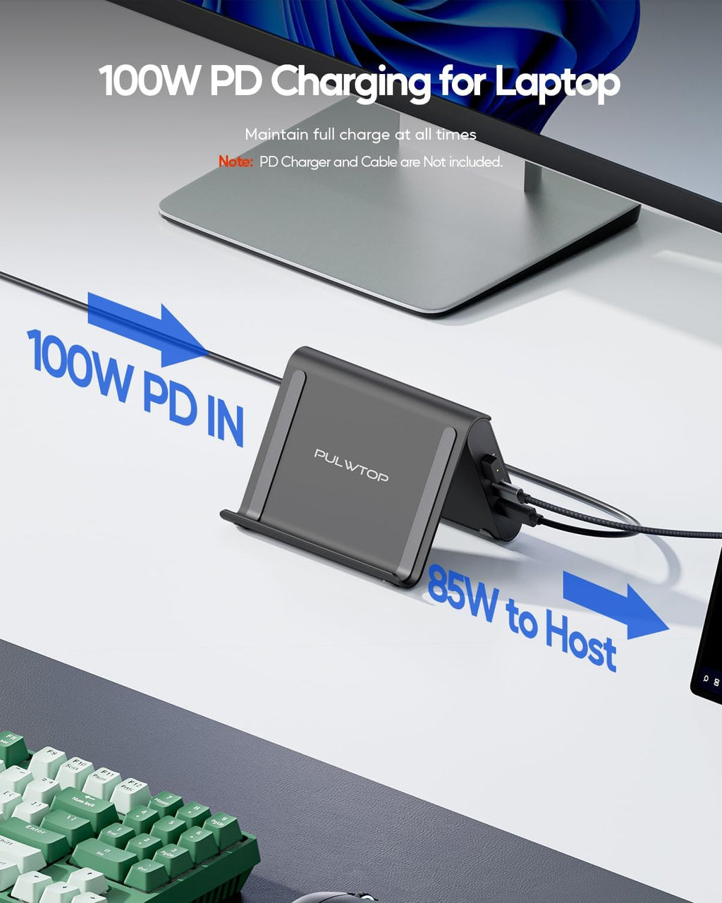 Estación de acoplamiento para portátil con monitor dual 4K@60Hz, 6*USB-C/A