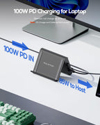 Estación de acoplamiento para portátil con monitor dual 4K@60Hz, 6*USB-C/A