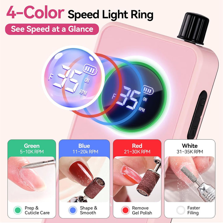 Makartt Pulidor de uñas recargable \u2013 Lima de uñas eléctrica de...