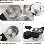Juego de 16 tazas y cucharas medidoras magnéticas, juego de 7 tazas medidoras magnéticas de acero inoxidable y cucharas medidoras magnéticas con nivelador para ingredientes líquidos secos (7, negro)